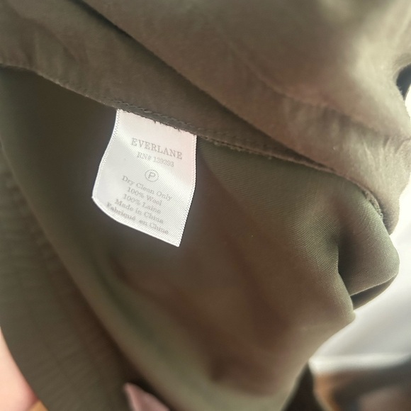 Everlane • The Italian Easy Pull On Khaki Green Go Weave Pant Sz 2 100% Wool - Picture 9 of 9